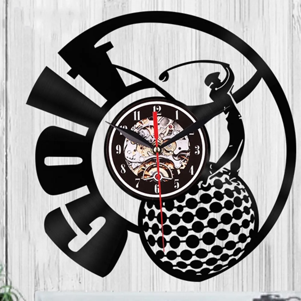 HOT Golf Club Wall Decor Personality Wall Clock Make Of Vinyl Record Dial Vision 3D Clock Wall Watches Gift For Golf Lover