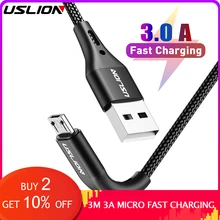 USLION 3 м Micro USB кабель Android для Xiaomi Redmi Note 5 Pro Phone 3A Быстрая зарядка для samsung S7 Micro зарядное устройство кабель для передачи данных