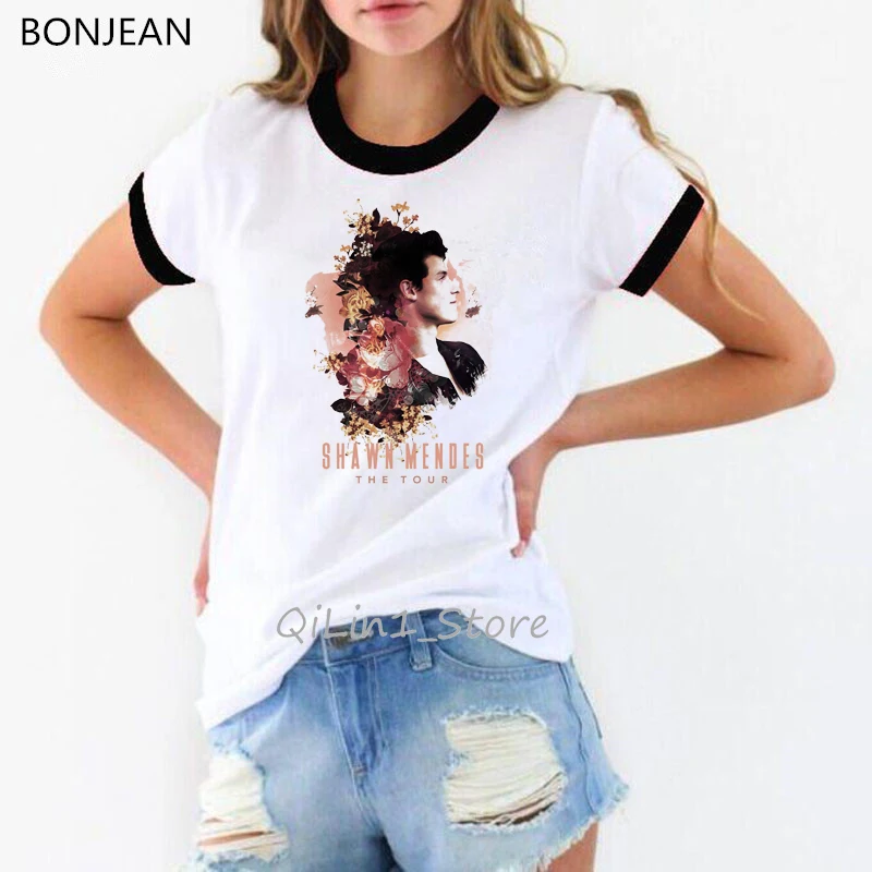 Shawn Mendes футболка женская уличная футболка женская короткий рукав размера плюс Графический Летний 90s Топ Футболка Ulzzang - Цвет: 92078 B