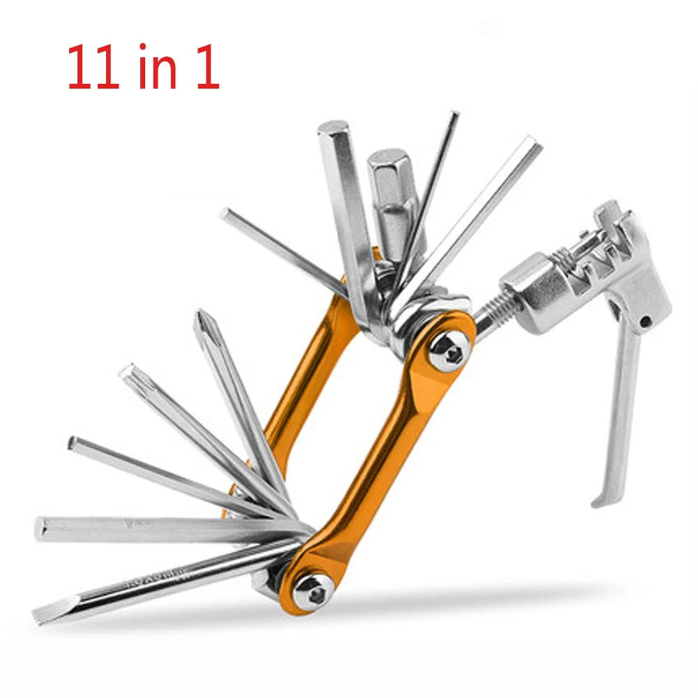 11 In 1 Mini Repair Pocket Folding Tool Bicycle Moutain Road Bike Tool Set Cycling Multi Repair Tools Kit Wrench - Цвет: 11 in 1 Golden