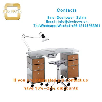 

Doshower nail art stickers with nail technician table desk for manicure table with vacuum cleaner