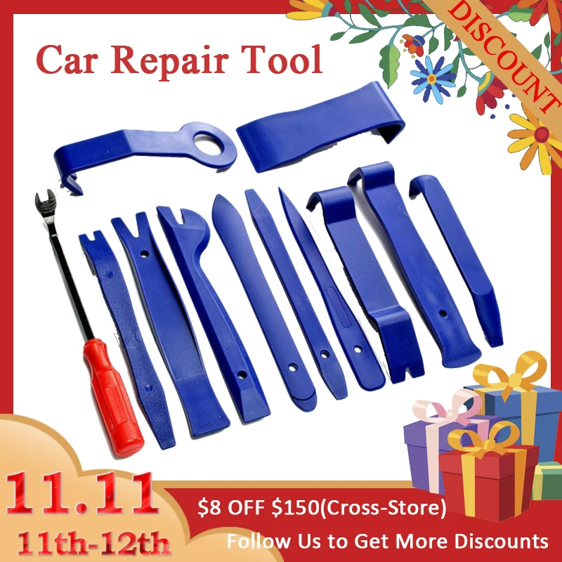 

12pcs Portable Auto Car Radio Panel Door Clip Panel Trim Dash Audio Removal Installer Pry Kit Car Repairing Hand Tools