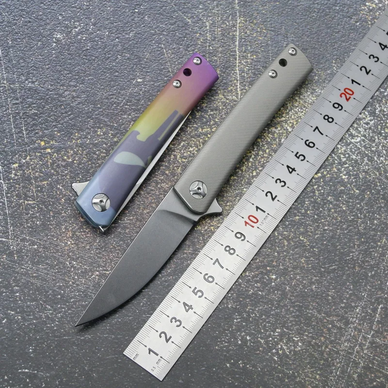 

TIGEND perfect lines 9cr18mov blade Titanium handle Flip folding knife Outdoor camp hunting multi-function pocket knife EDC tool