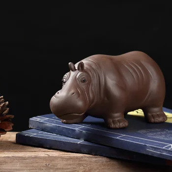 

Purple Clay sand hippo tea pet ornaments boutique lucky can raise ceramic tea set tea ceremony accessories feng shui
