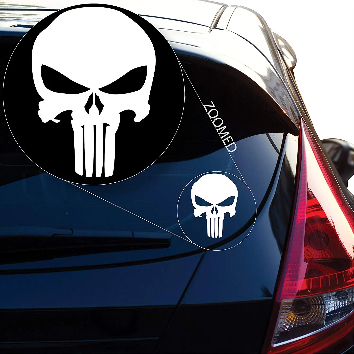 

Punisher Decal Sticker for Car Window, Laptop and More. White, 12" x 8.7" (# 534)