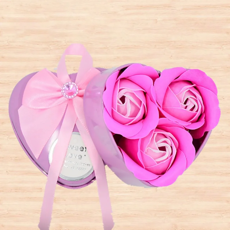 Романтическая роза Подарочная коробка мыло цветок подарок искусственный в форме сердца коробка креативный День святого Валентина подарки украшение дома свадьба - Цвет: XOI0404P1