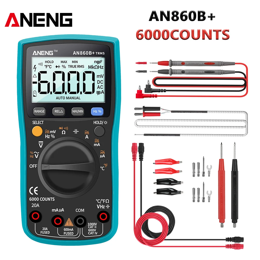 ANENG AN860B мультиметр цифровой тестер 6000 digital multimeter провода для мультиметра tester dc