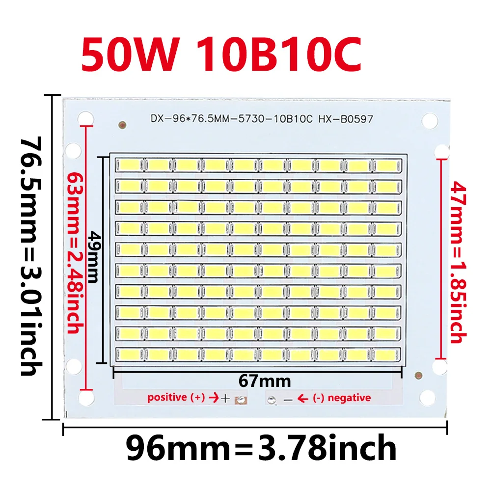 50W 고루멘 LED 투광등 DC30-32V 에피스타 PCB SMD 5730 백색 6000K LED 칩 플레이트 리소스 투광등 DIY LED 램프 비즈