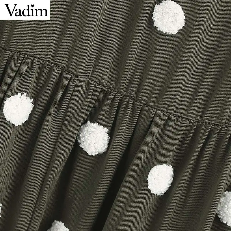 Женское элегантное платье vadim дизайна в горошек с мини-платье V образным вырезом Длинные рукава женские повседневные Прямые платья в стиле vestidos QD044