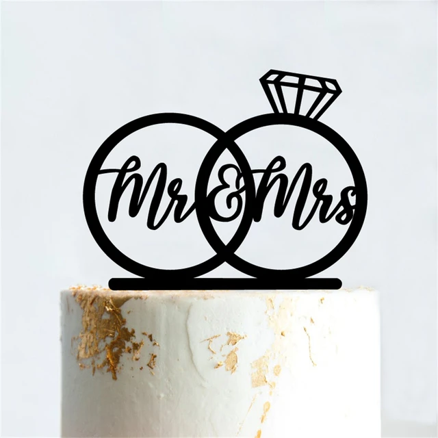 Mr & Mrs Wedding Cake Topper Acrylic Wood Proposal Unique Ring Style  Engagement Anniversary Party Decoration Dessert Supplies - Cake Decorating  Supplies - AliExpress