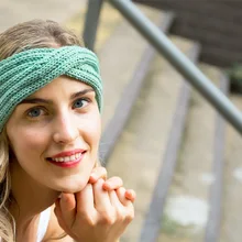 Вязаные повязки для волос в европейском и американском стиле, стиль, крестик, лен, Цветочный цвет, теплая пряжа, повязка для волос ручной работы