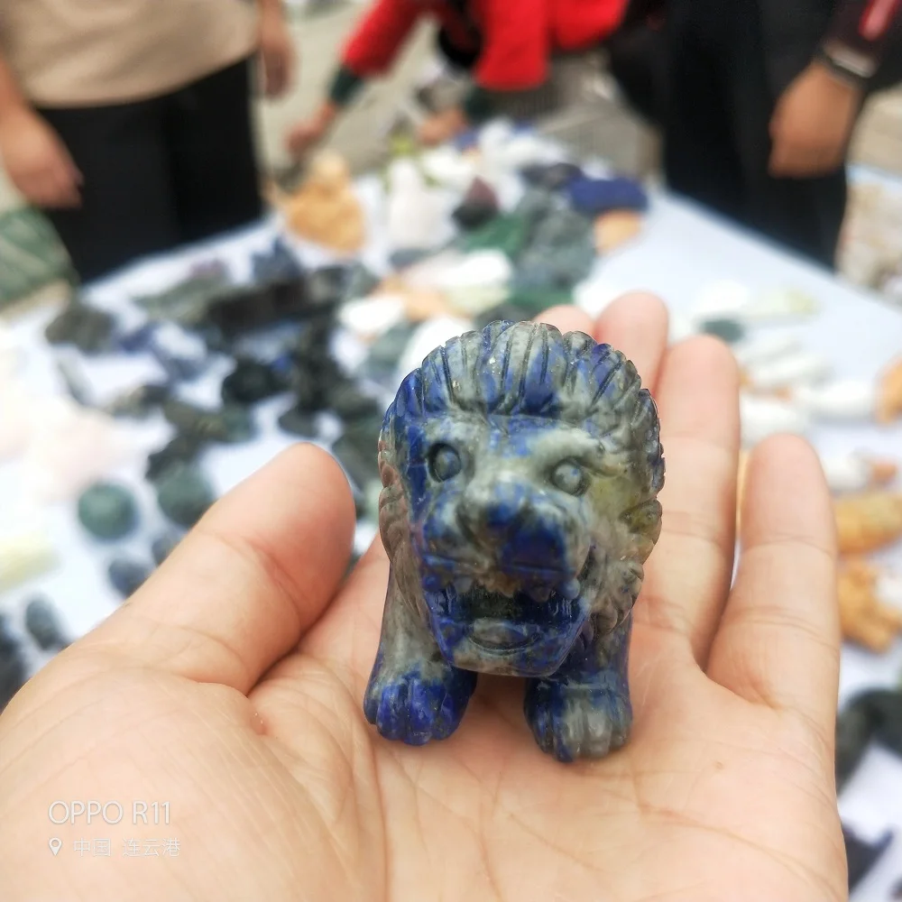 Натуральный камень лазурит Лабрадорит флюоритовая, Хрустальная ручная работа резной лев Кристалл Рейки Исцеление дома фэн-шуй украшения