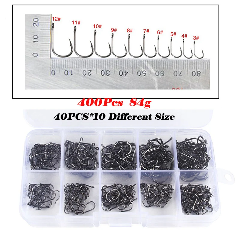 400/500/600Pcs/box Box High Carbon Steel Fishing Hooks Barbed Carp