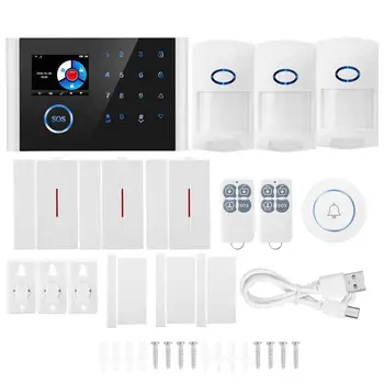 

2.4 inches TFT Smart Voice Wireless GSM House Burglar Intruder Security Alarm System White