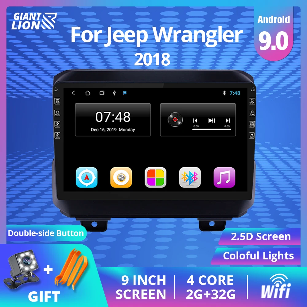 Автомагнитола 2DIN Android 9 0 для Jeep Wrangler 2018 навигация Gps мультимедийный видеоплеер Wi Fi