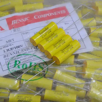 

2pcs Free shipping Sounder MET frequency-divider stepless capacitor 3.3uf 100V 335 5%