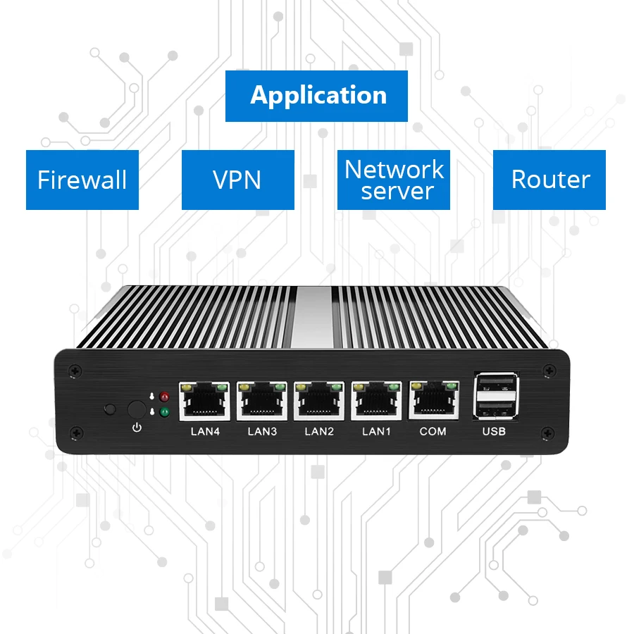 XCY брандмауэр pfsense ПК intel Celeron J1800 J1900 маршрутизатор ПК 4 порта ethernet Windows 10 HTPC VGA безвентиляторный мини ПК