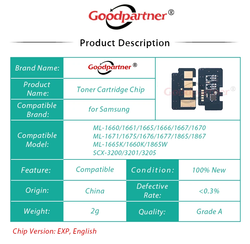 Тонер картридж 5X с чипом сброса для Samsung ML 1660 1661 1665 1666 1667 1670 1671 1675 1676 1677 1865 SCX 3200 1867