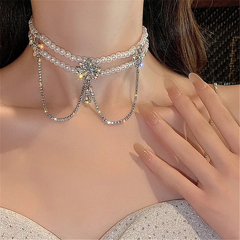 Collares de cristal para mujer, de cadena de clavícula, joyería Vintage Y2K, collar de cinta, regalo, 2021 AliExpress Joyería y accesorios