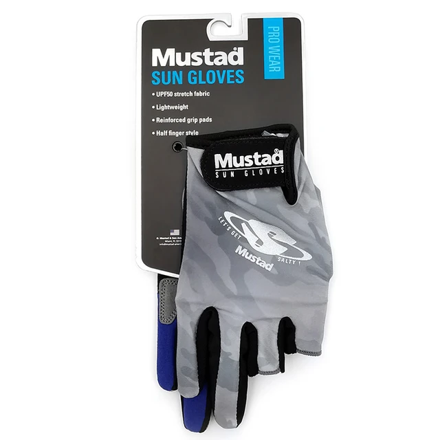 Mustad Fishing Gloves 3 Fingerless Breathable Quick Drying Anti