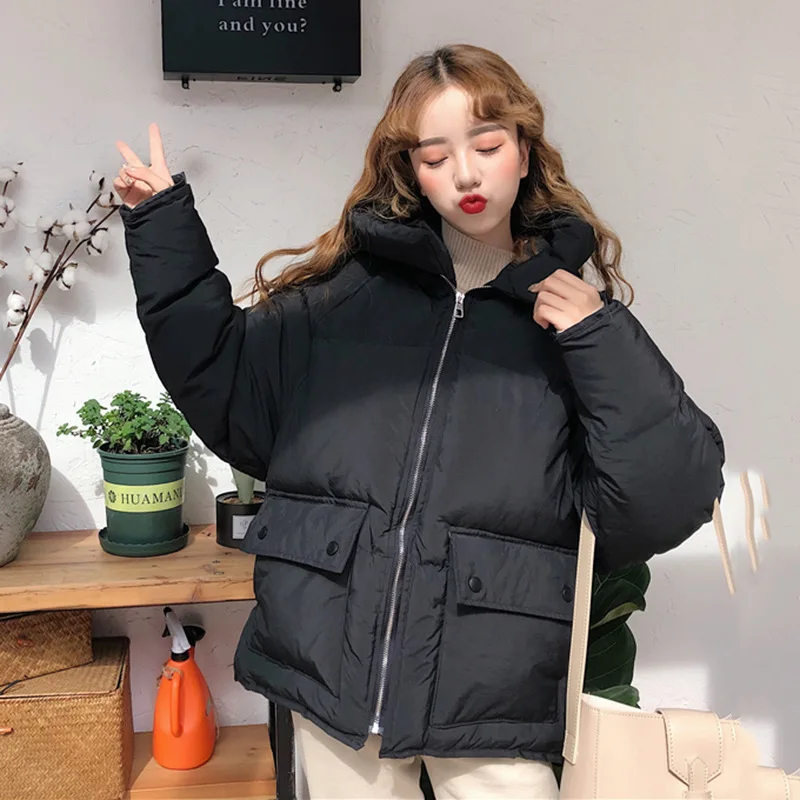 

INS Super Fire Large Pocket Cotton Overcoat Female Winter 2019 New Style Online Celebrity Mid-length Thick Hooded down Coat