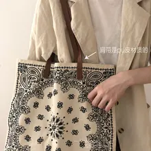Хозяйственная сумка Ретро Тотем Печать дизайн Национальный ветер сумка тканевая через плечо хозяйственная сумка женская без молнии