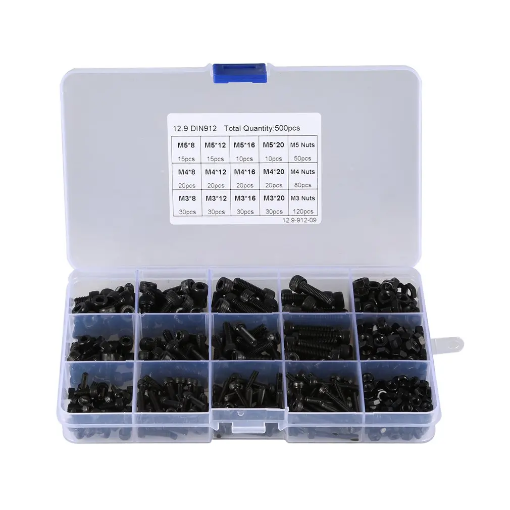 

500PCS M3 M4 M5 Hexagon Hex Socket Head Cap Screws set Stainless Steel Hex Socket Head Cap Screws with M3 M4 M5 Nuts