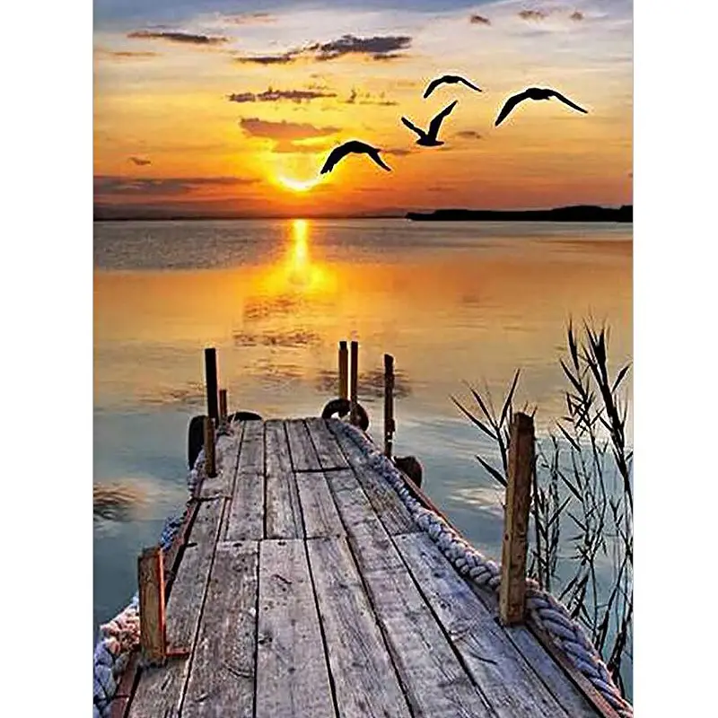 5D DIY Diamond Embroidery Sea Scenery Cross Stitch Full Round diamond Mosaic Picture rhinestones decor love gift - Цвет: ZR314