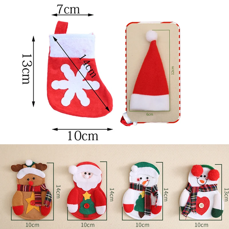 2Ps Merry Christmas столовая посуда карманная вилка, нож, столовые приборы держатель сумка Санта Клаус рождественские украшения для дома Декор для обеденного стола