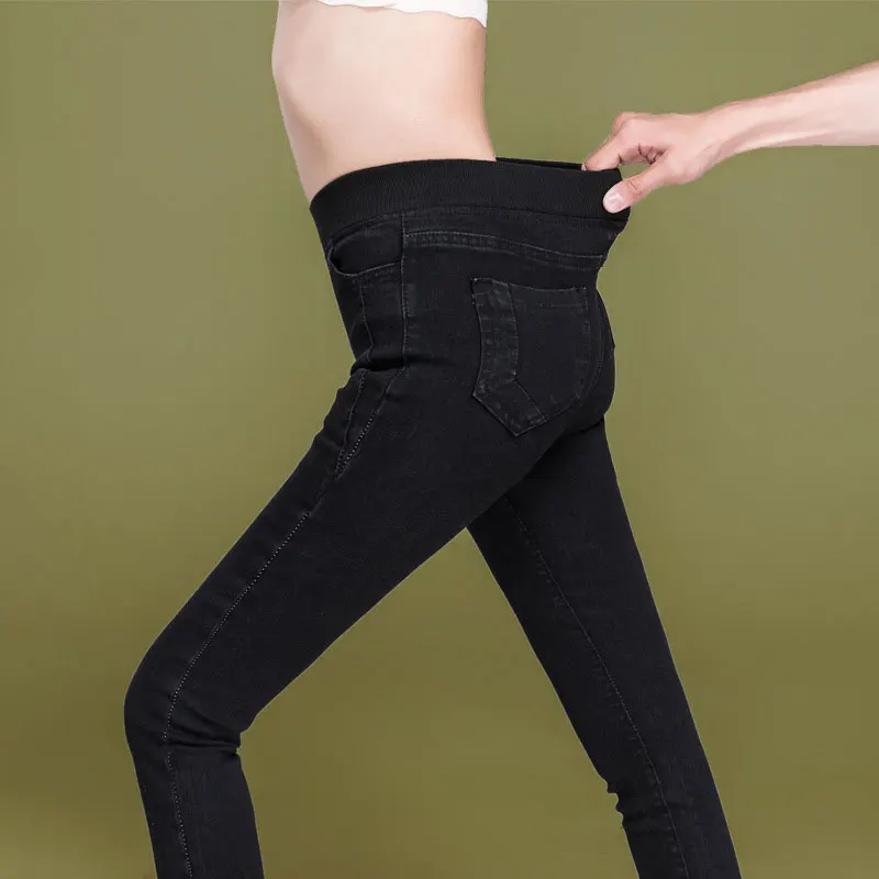 Skinny Jeans Woman Large Size Women Jeans Autumn Winter Stretch Jeans Push Up Jean Femme Big Plus Size 38 Black Gray