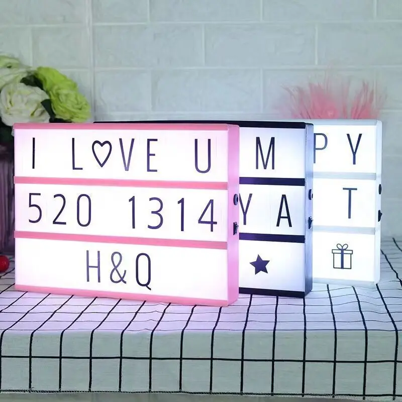 

INS colorful remote control LED card combination lamp diy letter puzzle A4 light box luminous desk lamp night light