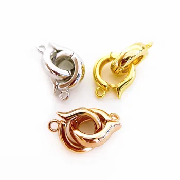 

Copper Clasps 18K Gold plated DIY Pearls Jewelry Fittings Fastener Connector Clasps For DIY Gems Pearls Necklace Bracelet Clasp