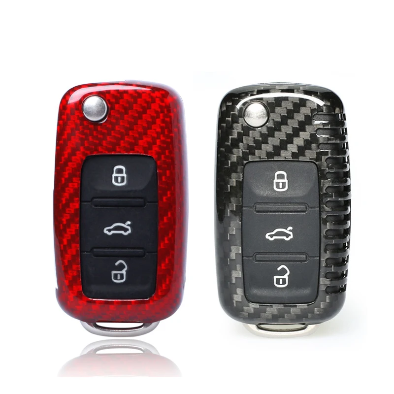 Чехол для ключей автомобиля из углеродного волокна для VW Golf Bora Jetta POLO GOLF Passat Skoda Octavia A5 Fabia SEAT Ibiza Leon защита автомобиля