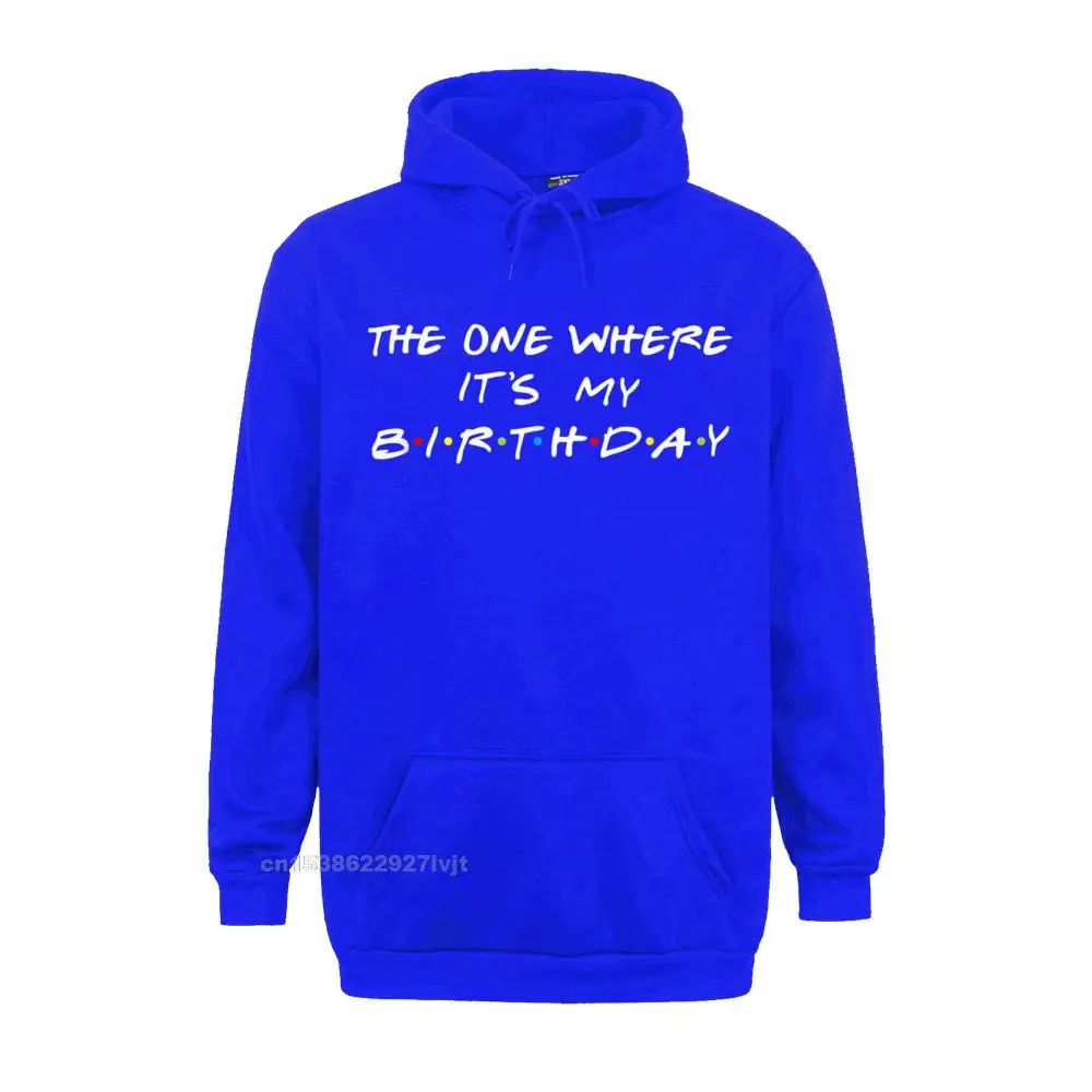 Tops & Tees Normal Father Day High Quality Printed Short Sleeve Pure Cotton Crewneck Men T Shirts Printed Tops & Tees The One Where Its My Birthday Funny Graphic T-Shirt_136 blue