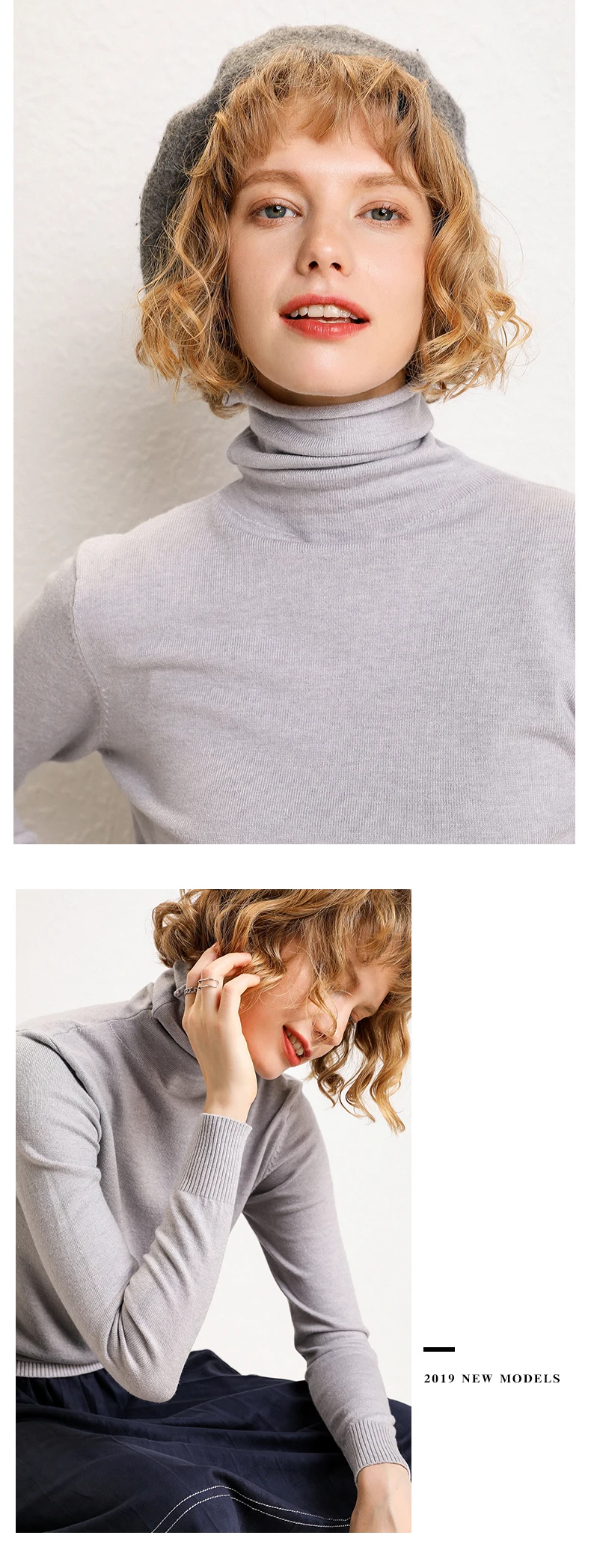 Новинка 2019, женский свитер из кашемира с высоким воротником, джемпер, пуловер, свитер с длинными рукавами, осенний и зимний женский свитер