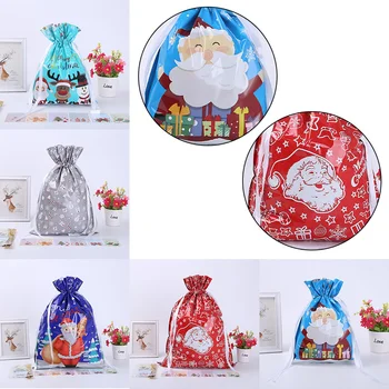 

30pcs S M L XL Gift Drawstring Bags Christmas Present Wrap Wedding Birthday Candy Bag +30 Ribbons Decoration Parties Xmas Tree