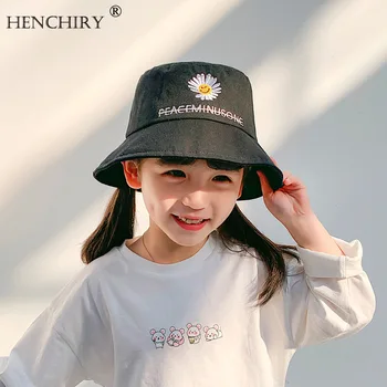 

HENCHIRY Children's Fisherman Hat Spring & Summer Girl & Boy Net Red Small Daisy Flower Sunscreen Sun Hat Sun Hat Ins 4-8 Years