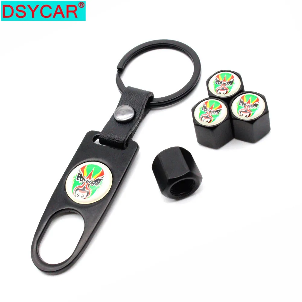 

DSYCAR 4pcs Zinc Alloy Anti-theft Car Wheel Tire Valve Caps Stem Air+1pcs Leather buckle Wrench Auto Car Wheels Tires Parts