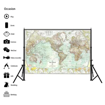 

A2 World Map Antique Art Paper Painting Home Decor Frameless Wall Poster and Print for Student Stationery School Office Supplies