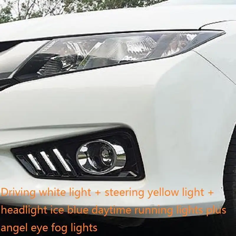 MODEL Q Assessoires запчасти Drl Cob дневные ходовые светодиодные Авто наружные фары передние противотуманные задние Автомобильные фары в сборе 15 16 для Honda City - Цвет: MODEL Q