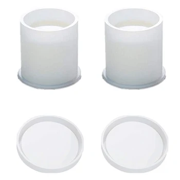

High Quanlity-Cylinder Succulent Plant Molds Clear Flower Pot Mold, DIY Pen Holder Mold Round Silicone Coaster Molds Set, Epoxy
