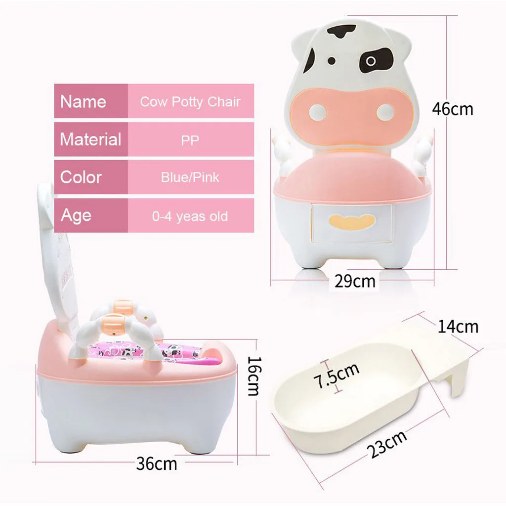 Portable Baby Pot Cute Cow Toilet Seat Pot For Kid Potty Training Seat Children Potty Baby Toilet Bowl Pot Training Potty Toilet