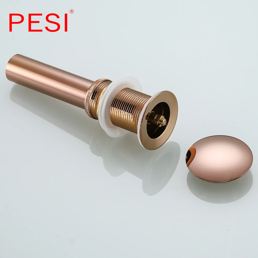 Rose Gold Brass Basin Drain Kit with Pop Up & Bottle Trap