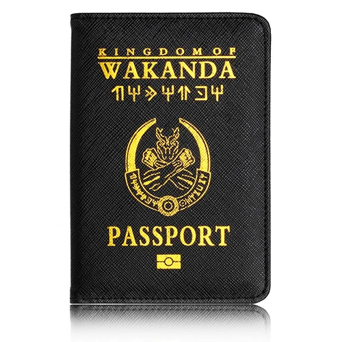 TOURSUIT RFID Блокировка Wakanda Forever Черная пантера ASGARD кожаный чехол держатель для паспорта Мстители, Гидра щит Звездного флота - Цвет: Wakanda4