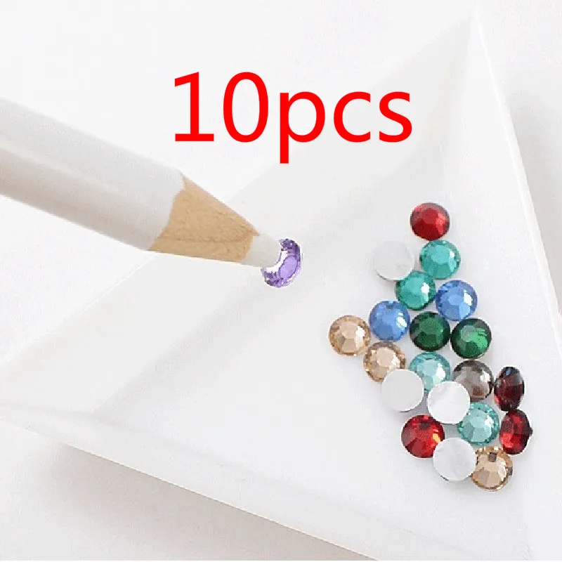 Dark Gray Professional Nail Art Tool 2 Ways Wooden Steel Dotting Pen Tools Nail Art Rhinestones Gems Picking Crystal Dotting Tool Manicure - Color: Dark Gray