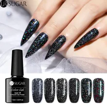 Ur Sugar 7,5 мл голографический Блестящий Гель-лак для ногтей Черный Кристалл УФ-гель лазер блестки Гель-лак замачиваемый УФ-лак для ногтей