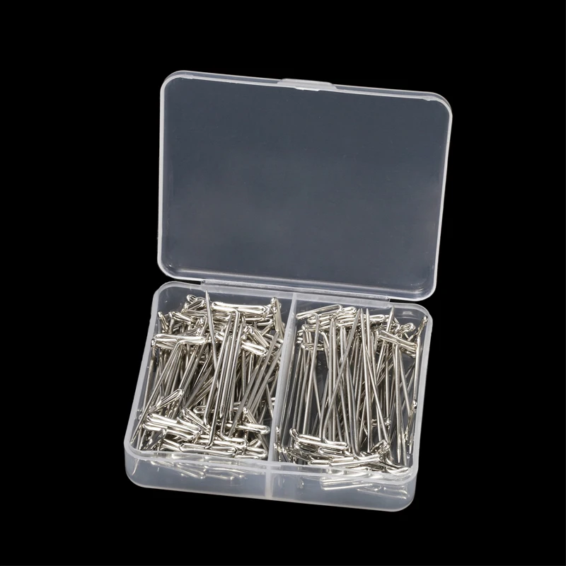 

100PCS Sewing Needle Steel T-pins 45mm 53mm Pins for Blocking Knitting Modelling and Crafts T-pins Styling Tools for Wig