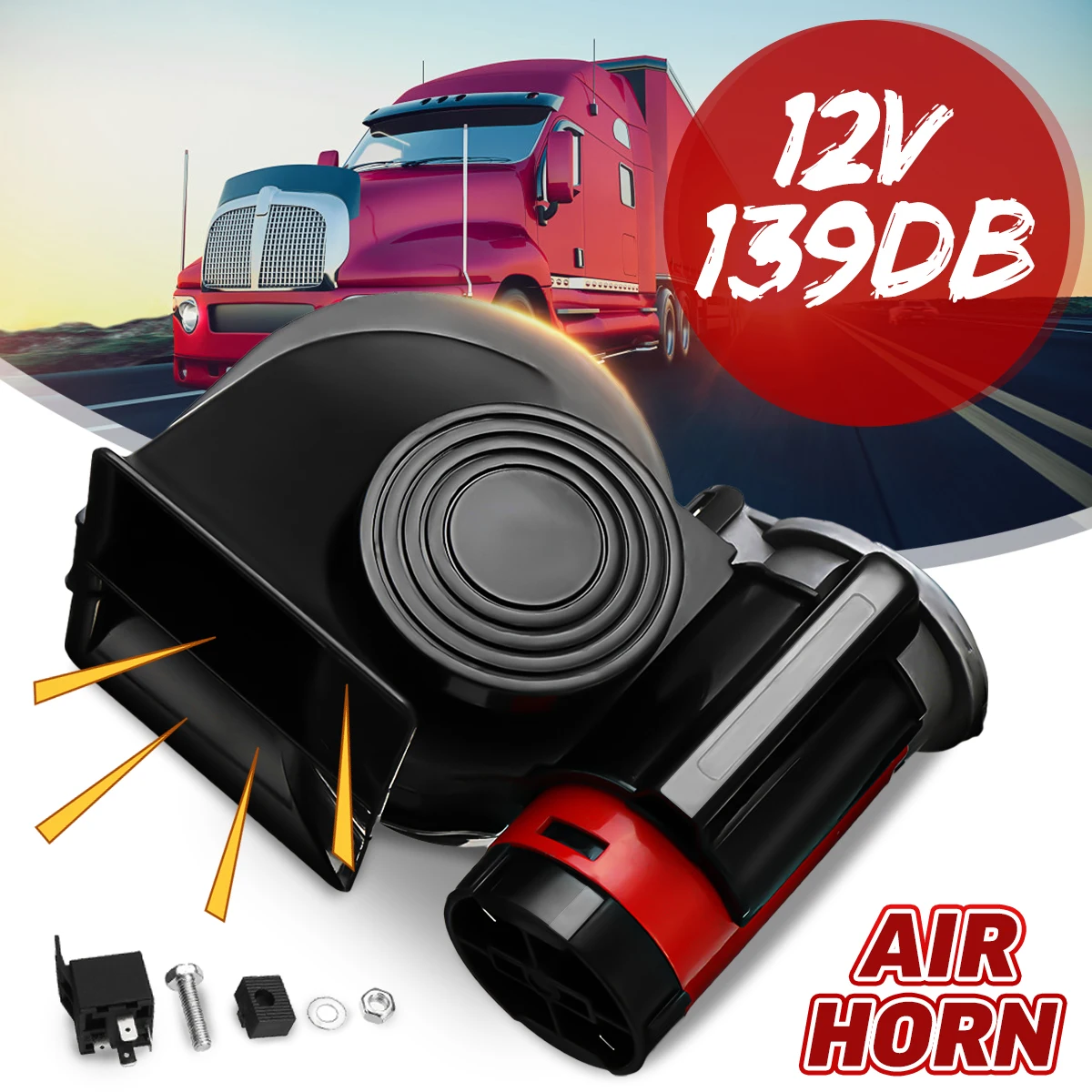 12V 139DB Loud Electronic Snail Ultra Compact Dual Air Horn for Motorcycle Yacht Boat Motorcycle Snail Horn