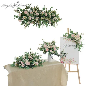 

Wedding Flower Arrangement Table Centerpieces Bridal bouquet Welcome Area Decor Artificial Flower Row Stage Chair Back Flowers