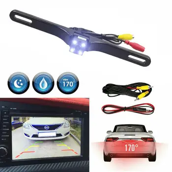 

Car Rear View Reverse Trajectory Camera 4 LED CCD HD Camera tracking Lines License Plate Vehicle Camera Auto Accessories